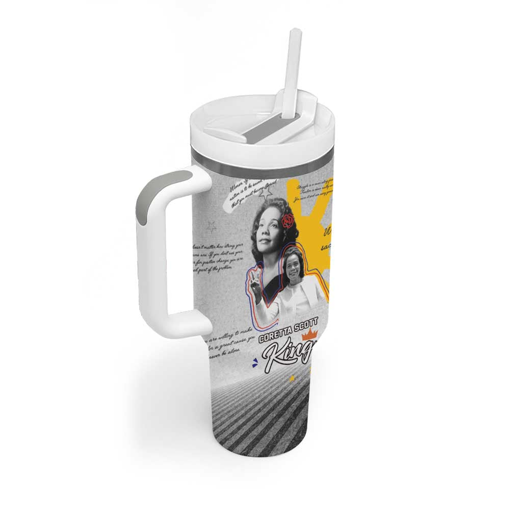 African American Coretta Scott King Tumbler With Handle Honoring The Legacy Hand Draw Style DT04