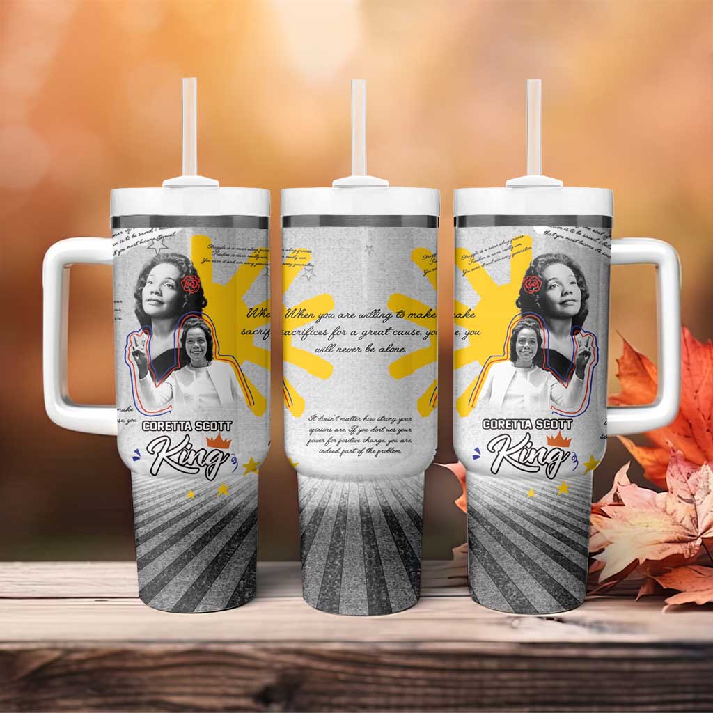 African American Coretta Scott King Tumbler With Handle Honoring The Legacy Hand Draw Style DT04