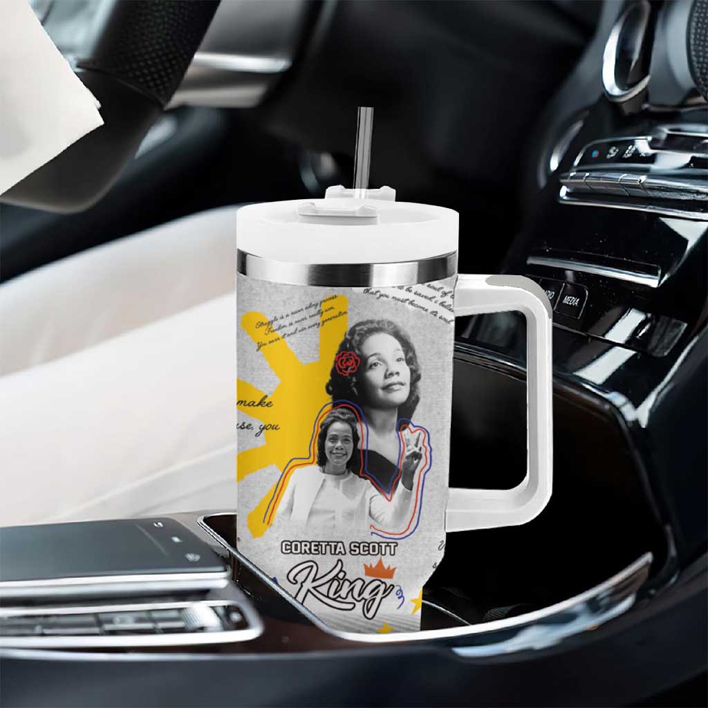 African American Coretta Scott King Tumbler With Handle Honoring The Legacy Hand Draw Style DT04