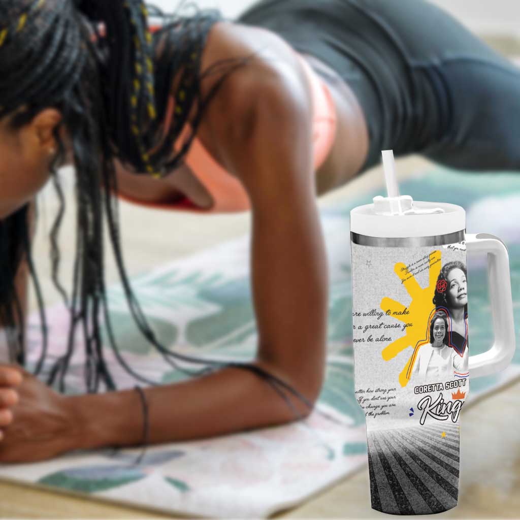 African American Coretta Scott King Tumbler With Handle Honoring The Legacy Hand Draw Style DT04