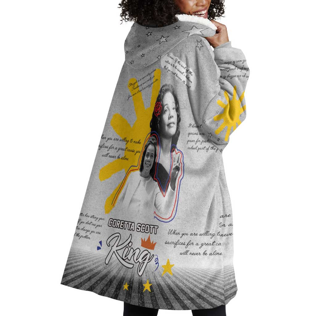 African American Coretta Scott King Wearable Blanket Hoodie Honoring The Legacy Hand Draw Style DT04