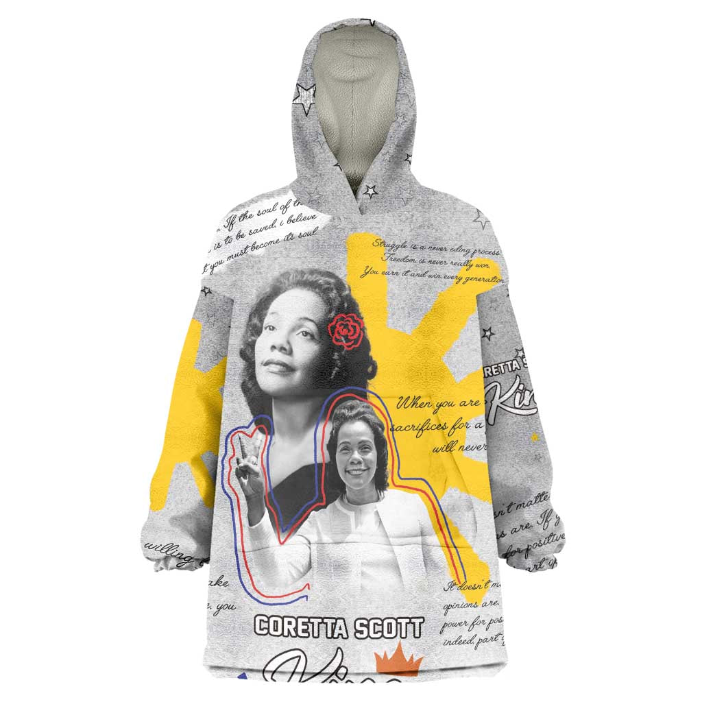 African American Coretta Scott King Wearable Blanket Hoodie Honoring The Legacy Hand Draw Style DT04