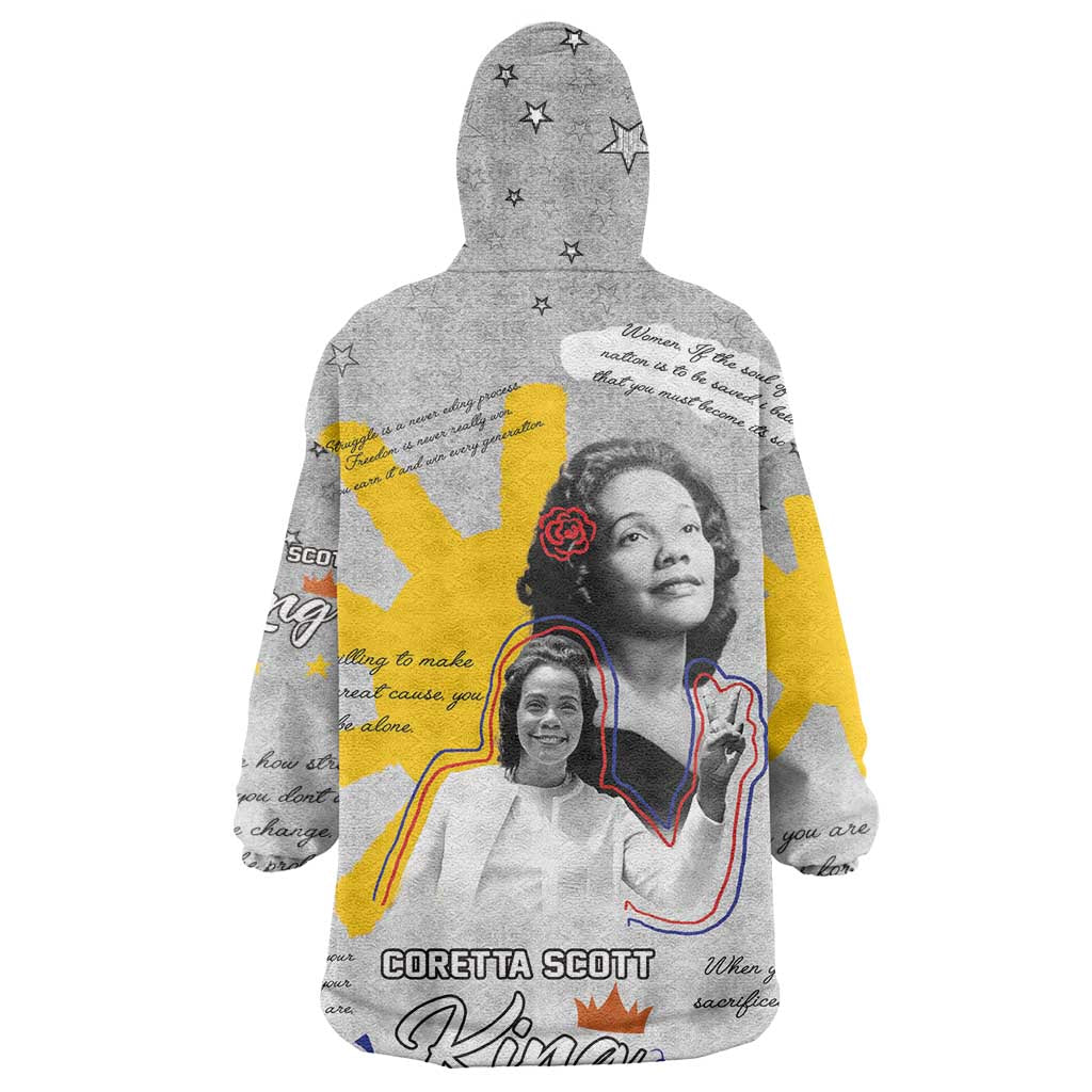 African American Coretta Scott King Wearable Blanket Hoodie Honoring The Legacy Hand Draw Style DT04