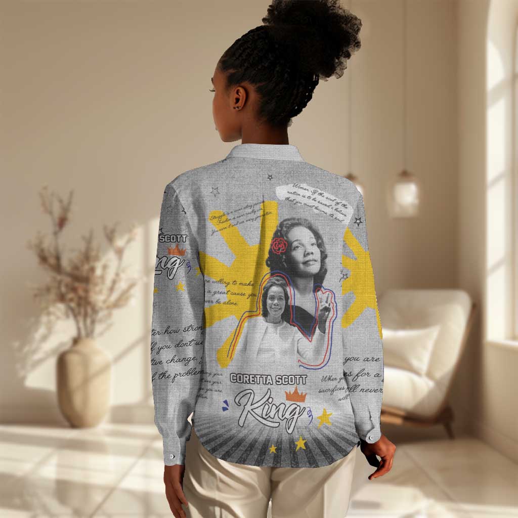 African American Coretta Scott King Women Casual Shirt Honoring The Legacy Hand Draw Style DT04