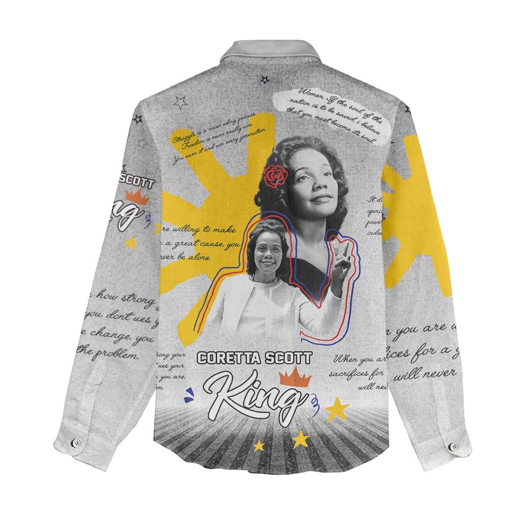 African American Coretta Scott King Women Casual Shirt Honoring The Legacy Hand Draw Style DT04