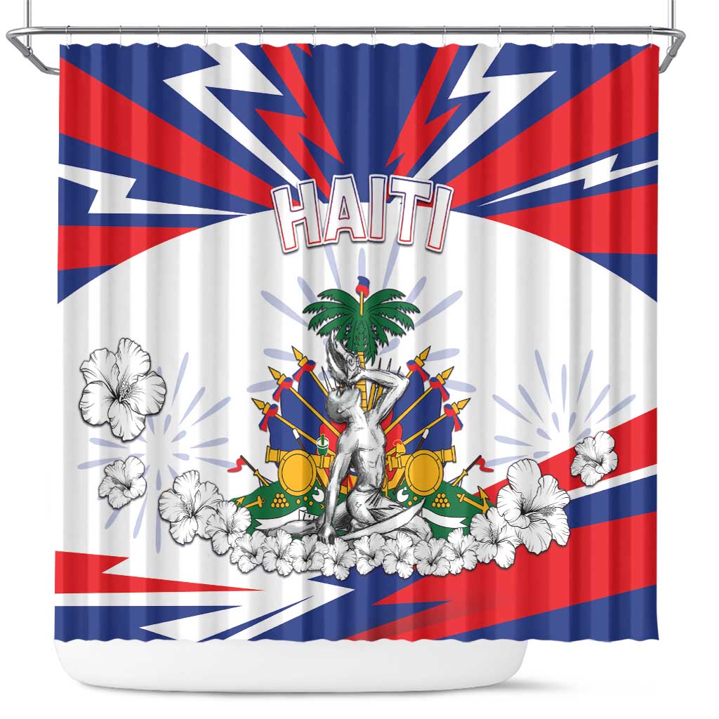 Haiti Heritage Month Shower Curtain Negre Marron With Hibiscus DT04