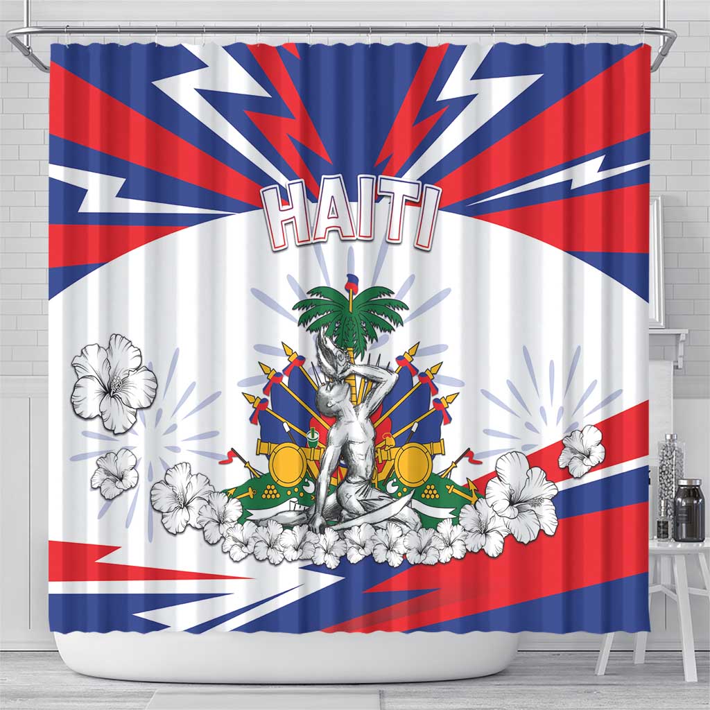 Haiti Heritage Month Shower Curtain Negre Marron With Hibiscus DT04