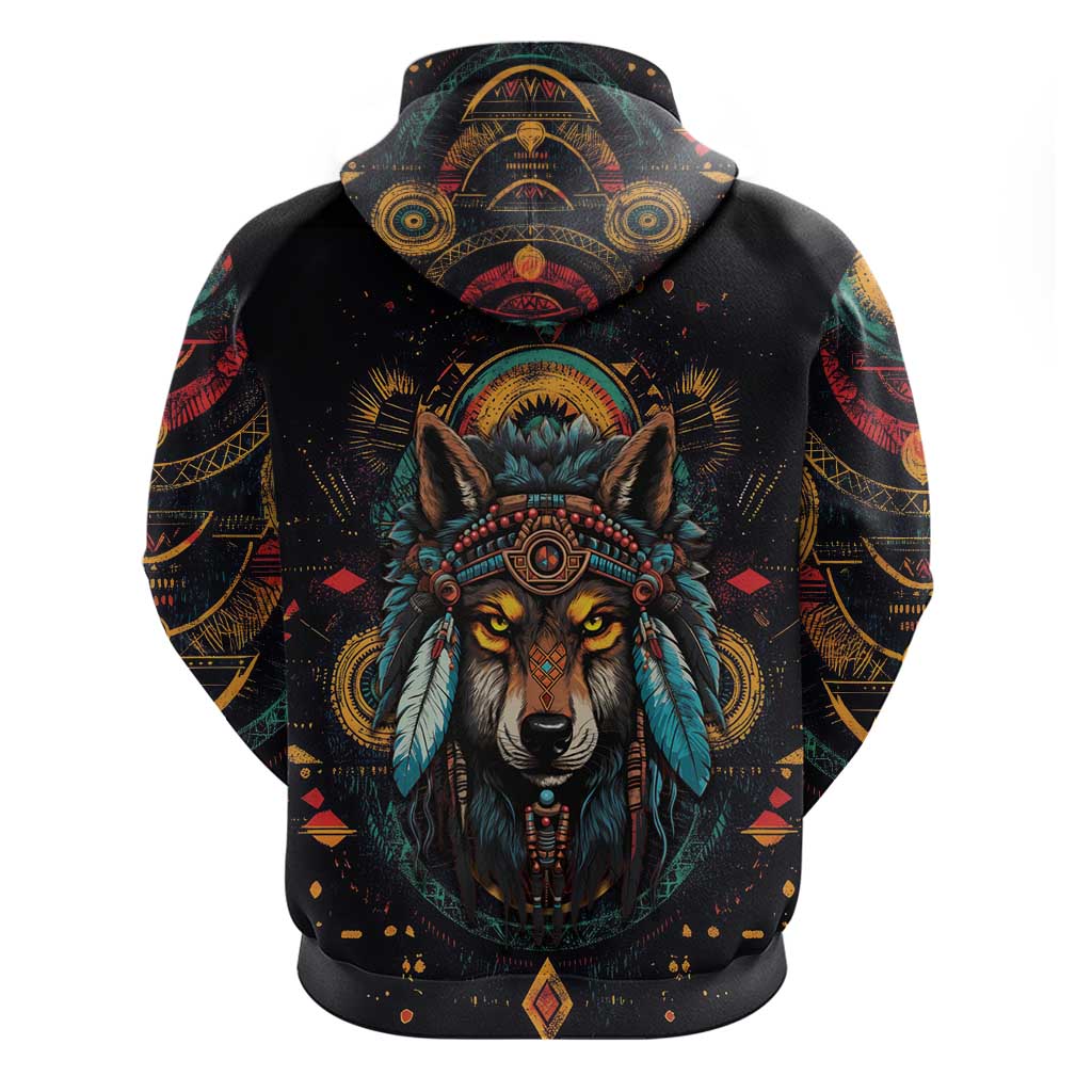 Native American Wolf Hoodie Abstract Geometric Style DT04