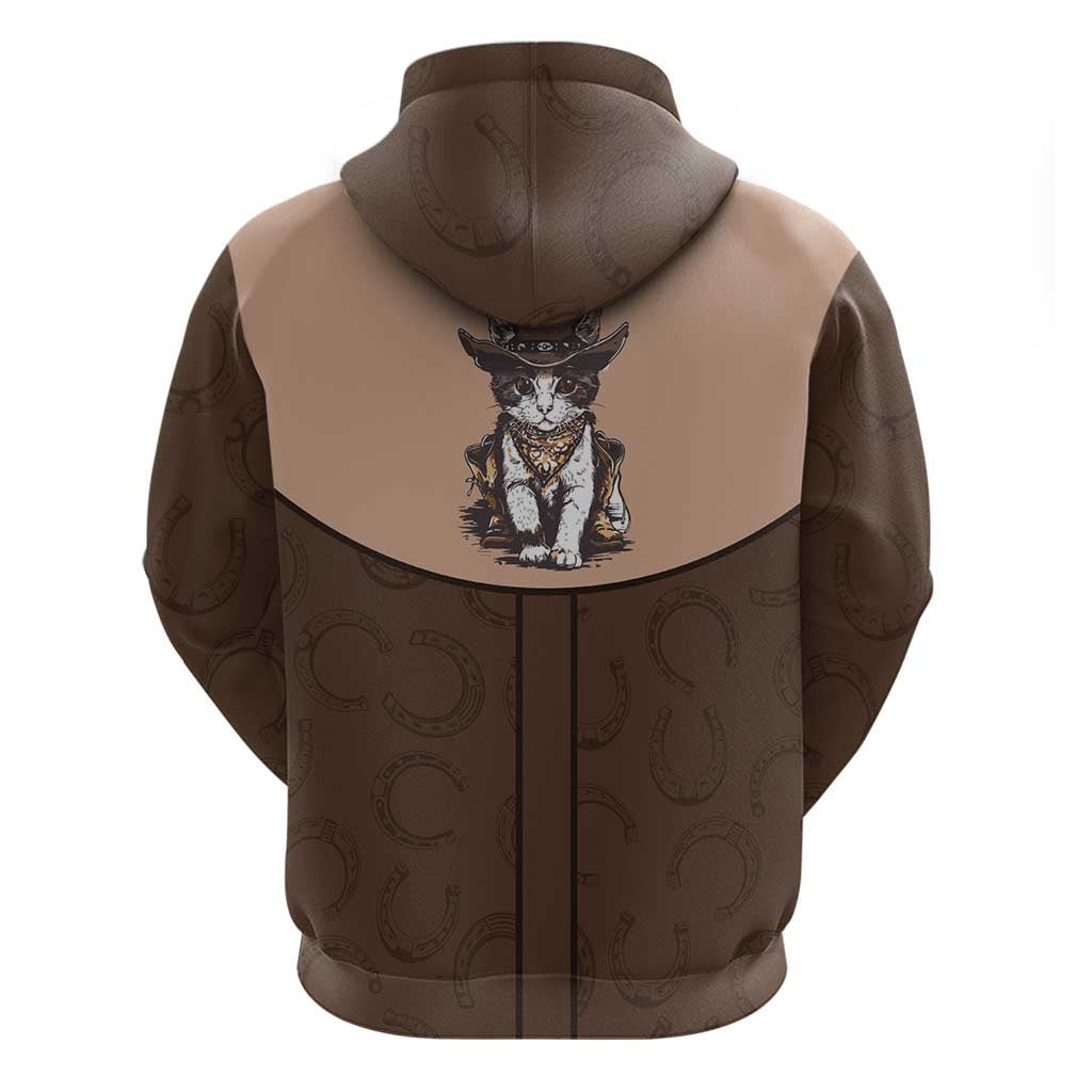 Cowcat Hoodie Cowboy Cat Meowdy Retro Western Yoke Brown DT05