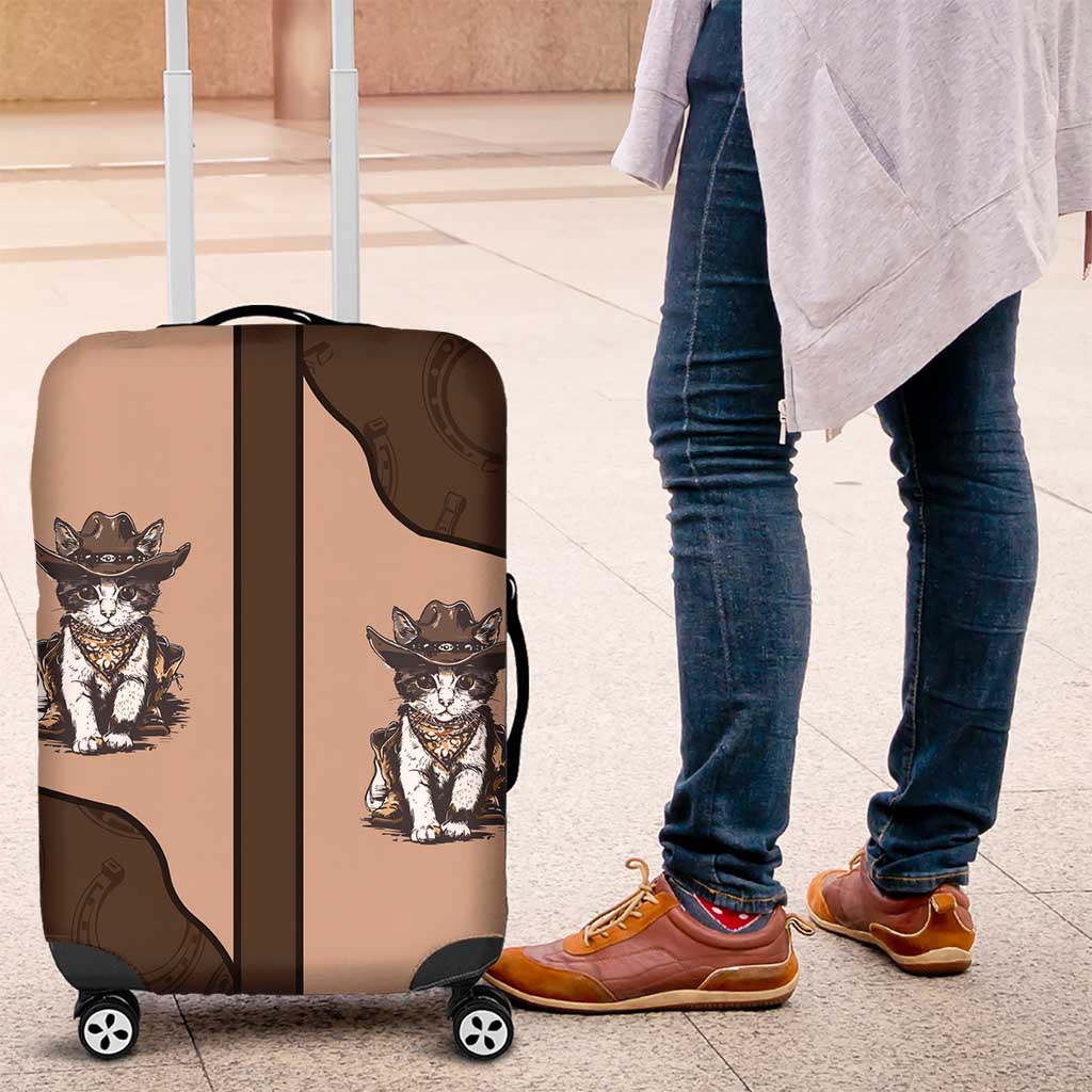 Cowcat Luggage Cover Cowboy Cat Meowdy Retro Western Yoke Brown DT05