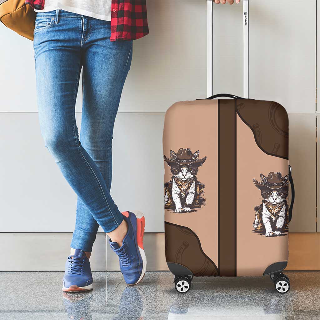 Cowcat Luggage Cover Cowboy Cat Meowdy Retro Western Yoke Brown DT05