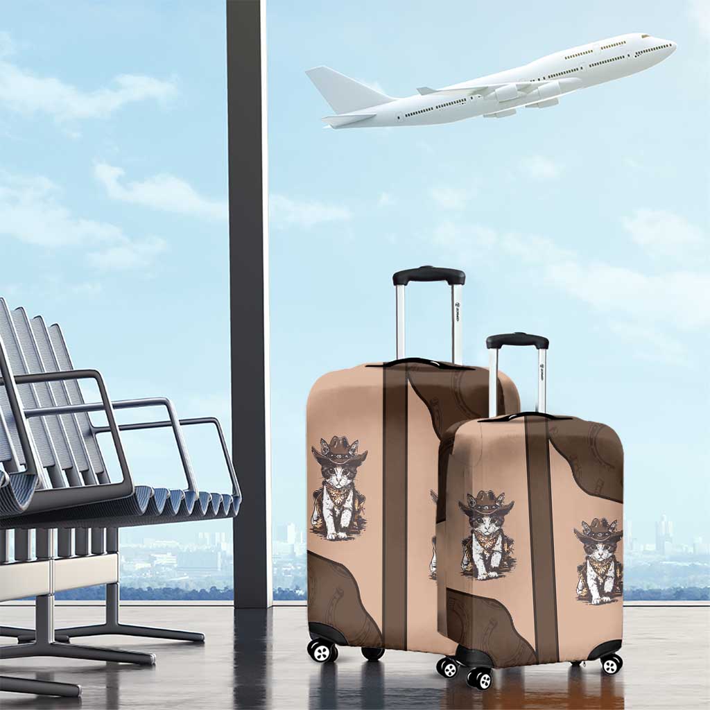 Cowcat Luggage Cover Cowboy Cat Meowdy Retro Western Yoke Brown DT05