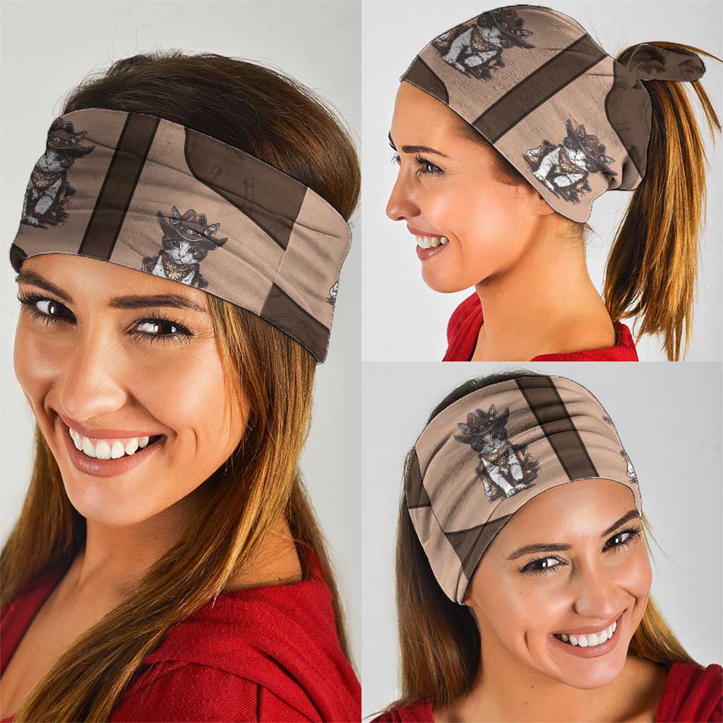 Cowcat Neck Gaiter Cowboy Cat Meowdy Retro Western Yoke Brown DT05