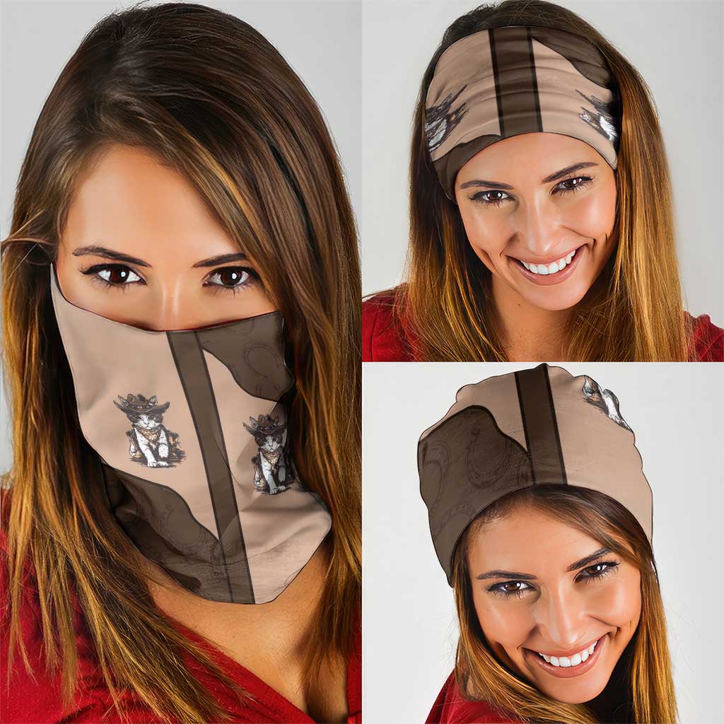 Cowcat Neck Gaiter Cowboy Cat Meowdy Retro Western Yoke Brown DT05