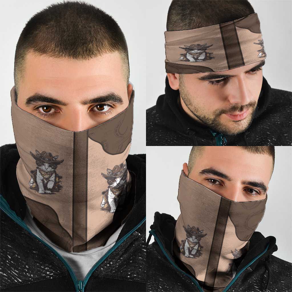 Cowcat Neck Gaiter Cowboy Cat Meowdy Retro Western Yoke Brown DT05