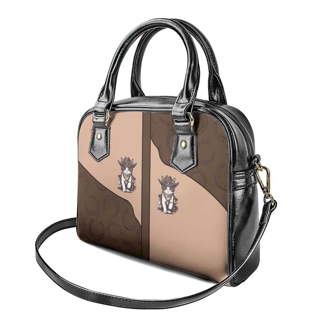 Cowcat Shoulder Handbag Cowboy Cat Meowdy Retro Western Yoke Brown DT05