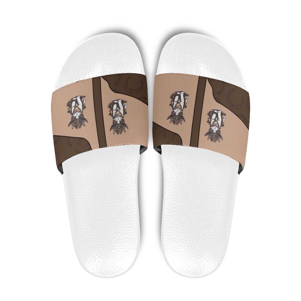 Cowcat Slide Sandals Cowboy Cat Meowdy Retro Western Yoke Brown DT05
