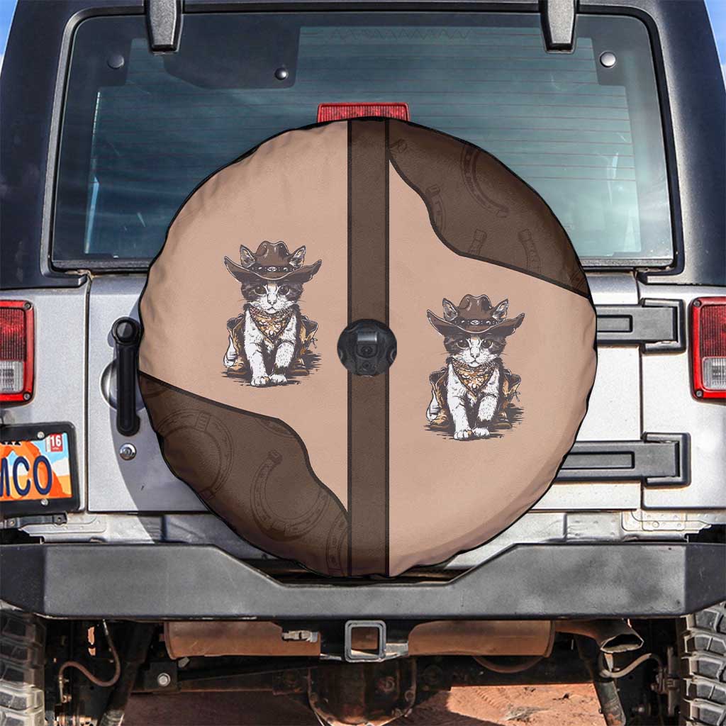 Cowcat Spare Tire Cover Cowboy Cat Meowdy Retro Western Yoke Brown DT05