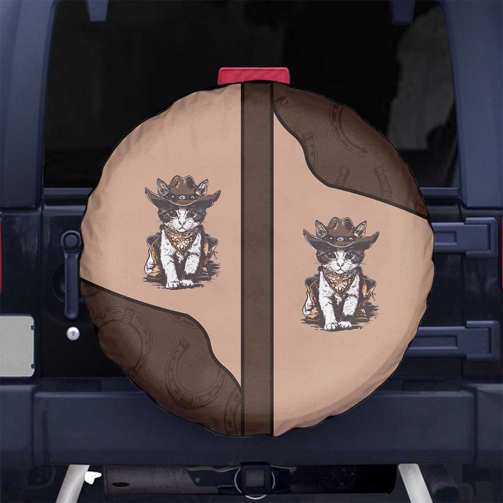 Cowcat Spare Tire Cover Cowboy Cat Meowdy Retro Western Yoke Brown DT05