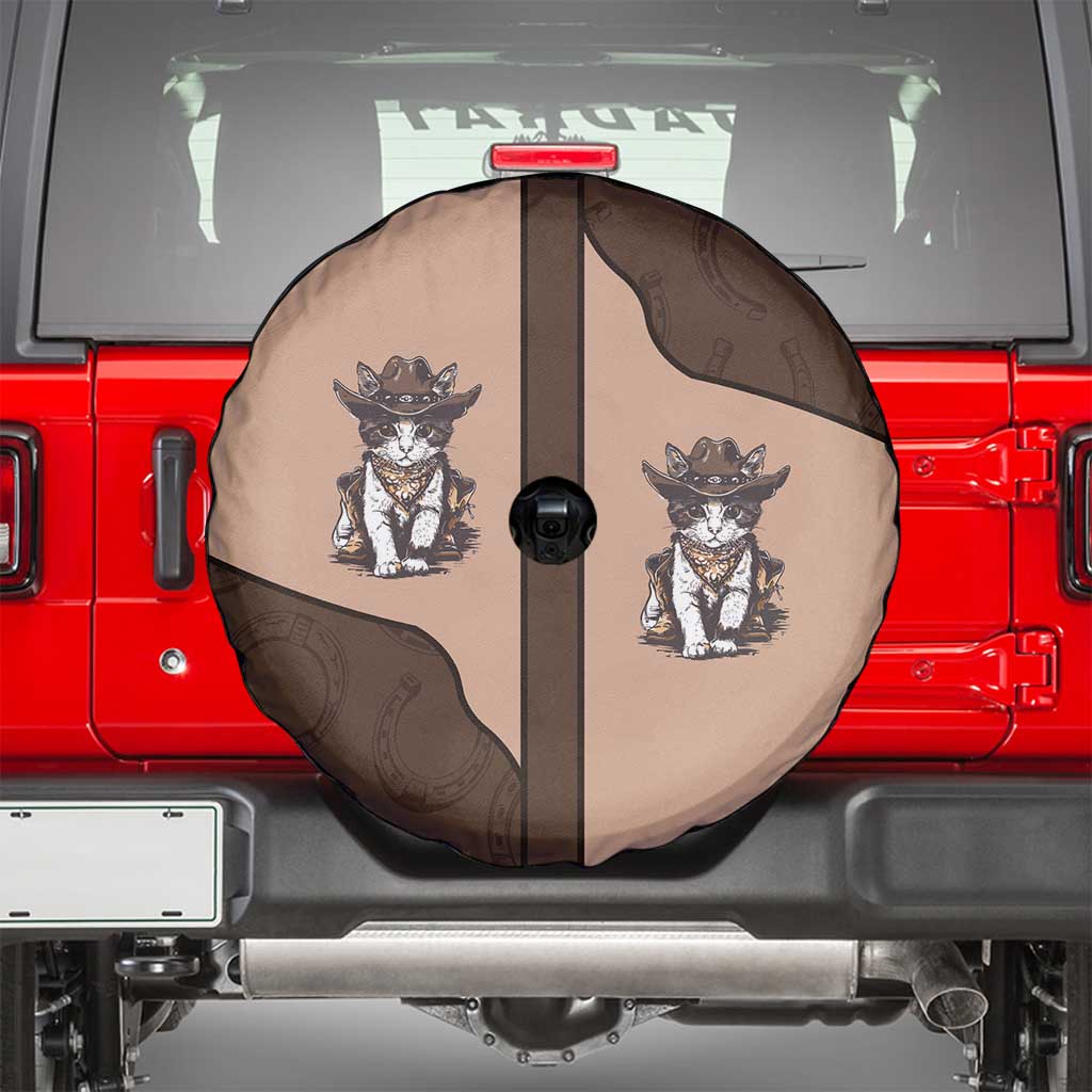 Cowcat Spare Tire Cover Cowboy Cat Meowdy Retro Western Yoke Brown DT05