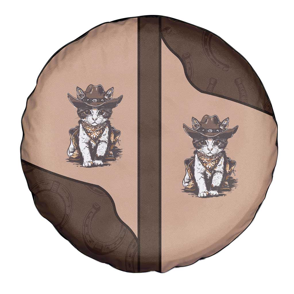 Cowcat Spare Tire Cover Cowboy Cat Meowdy Retro Western Yoke Brown DT05