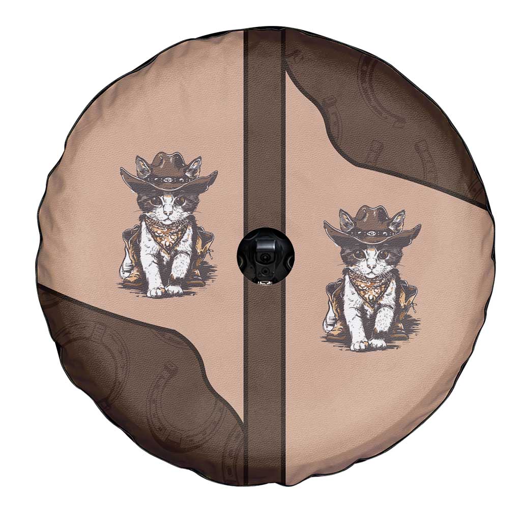 Cowcat Spare Tire Cover Cowboy Cat Meowdy Retro Western Yoke Brown DT05