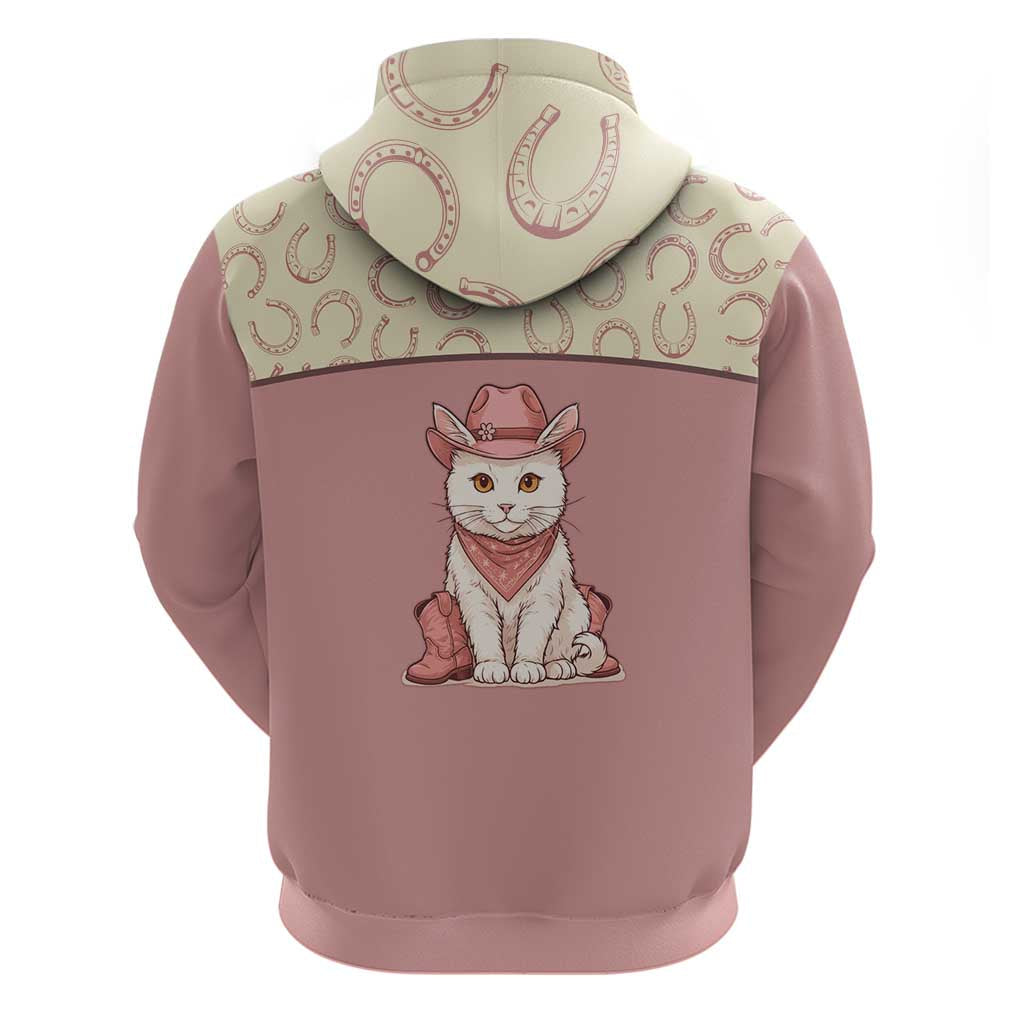 Cowcat Hoodie Cowboy Cat Meowdy Retro Western Yoke Pink DT05