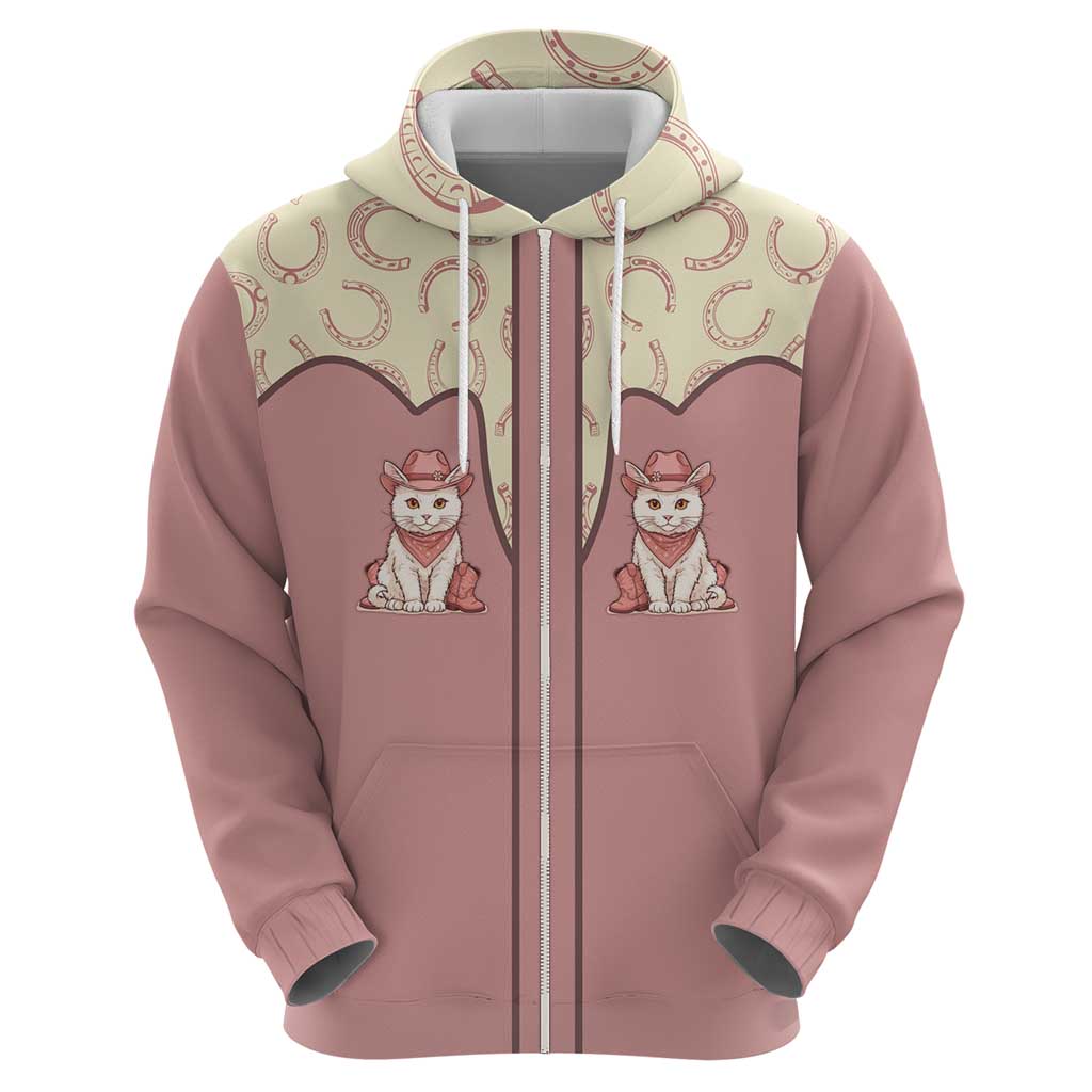 Cowcat Hoodie Cowboy Cat Meowdy Retro Western Yoke Pink DT05