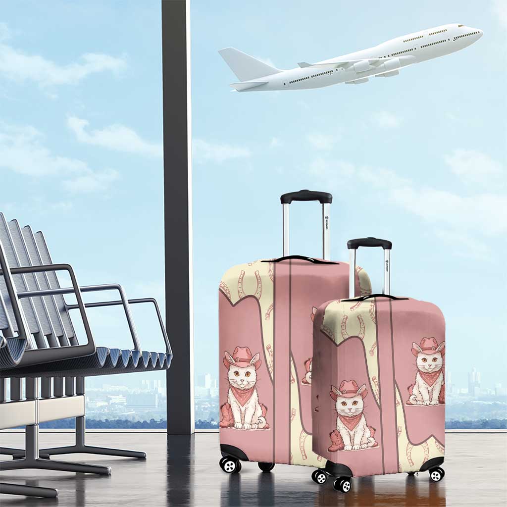 Cowcat Luggage Cover Cowboy Cat Meowdy Retro Western Yoke Pink DT05