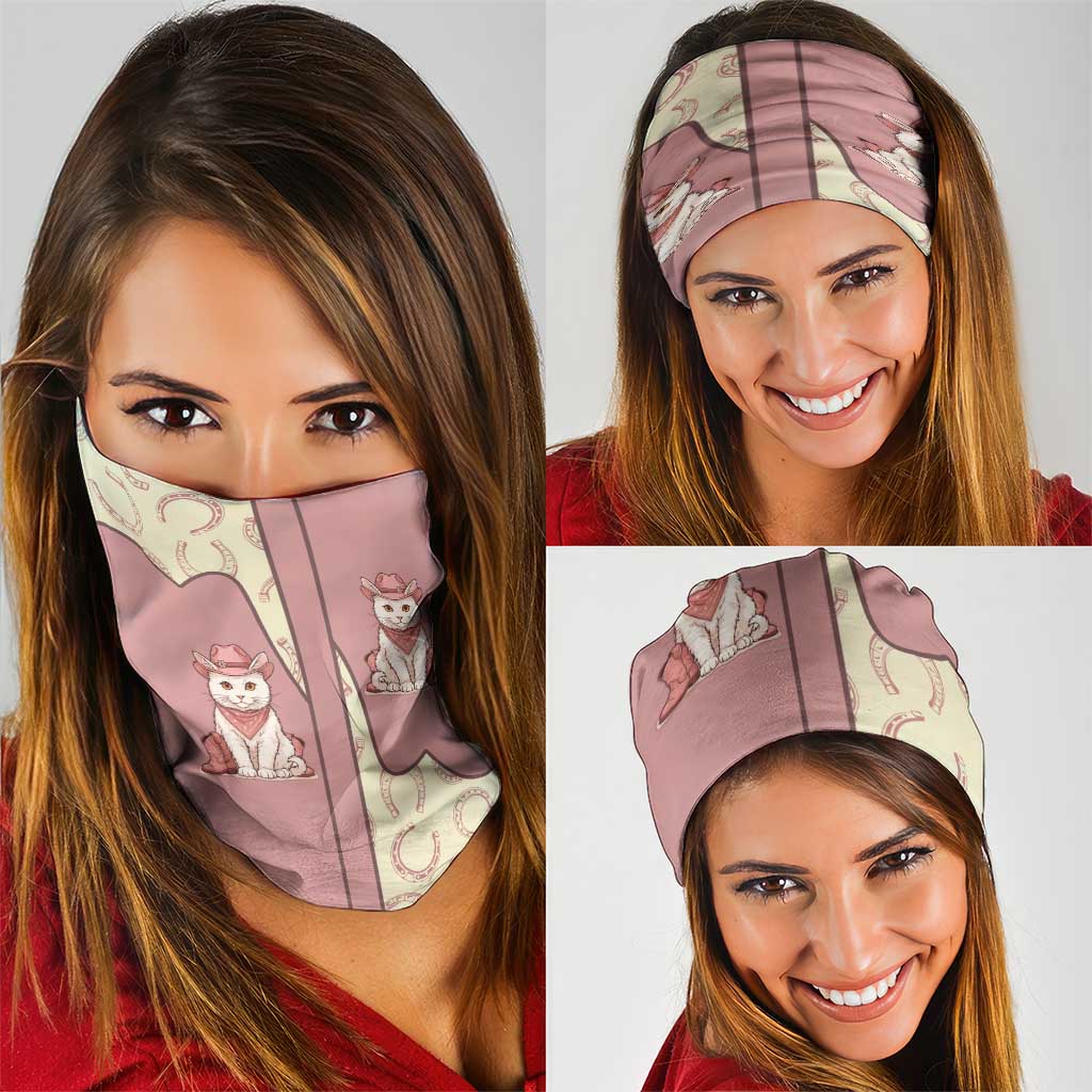 Cowcat Neck Gaiter Cowboy Cat Meowdy Retro Western Yoke Pink DT05