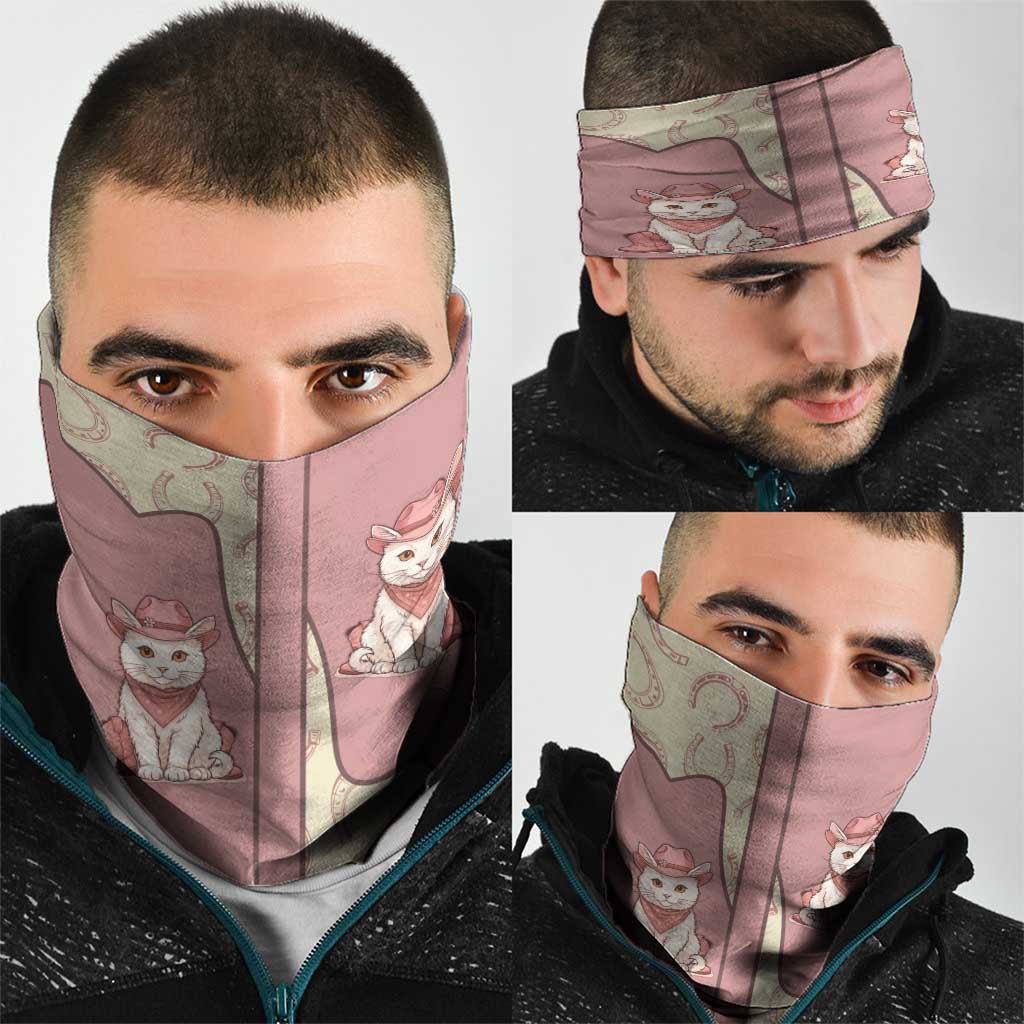 Cowcat Neck Gaiter Cowboy Cat Meowdy Retro Western Yoke Pink DT05
