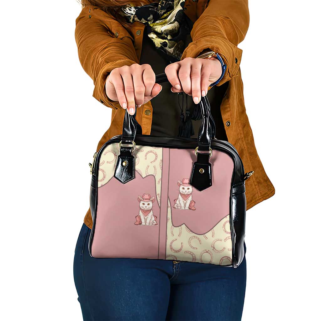 Cowcat Shoulder Handbag Cowboy Cat Meowdy Retro Western Yoke Pink DT05