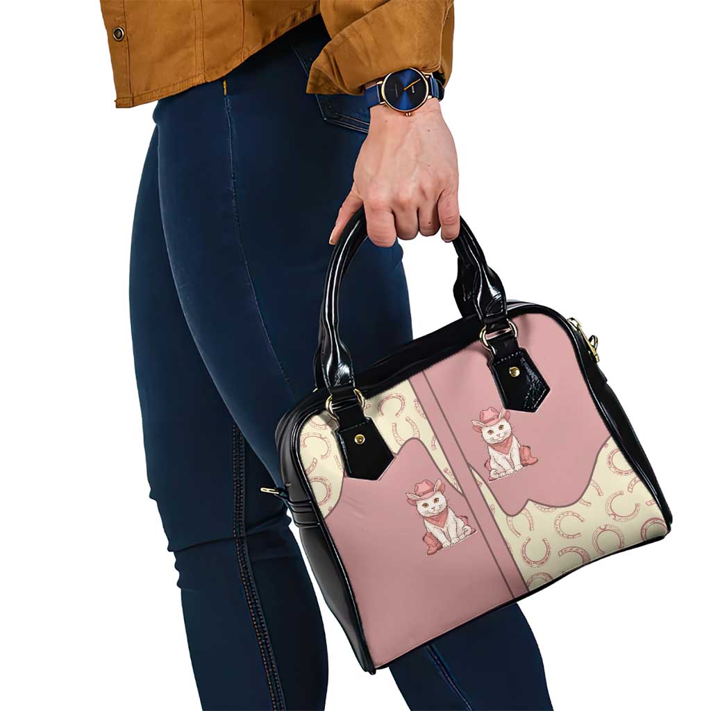 Cowcat Shoulder Handbag Cowboy Cat Meowdy Retro Western Yoke Pink DT05