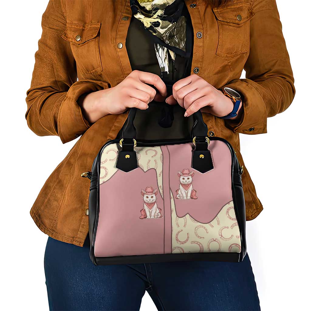 Cowcat Shoulder Handbag Cowboy Cat Meowdy Retro Western Yoke Pink DT05
