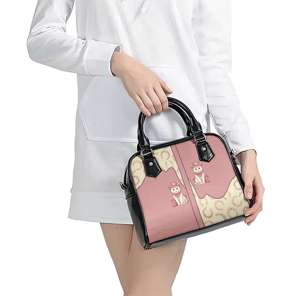 Cowcat Shoulder Handbag Cowboy Cat Meowdy Retro Western Yoke Pink DT05