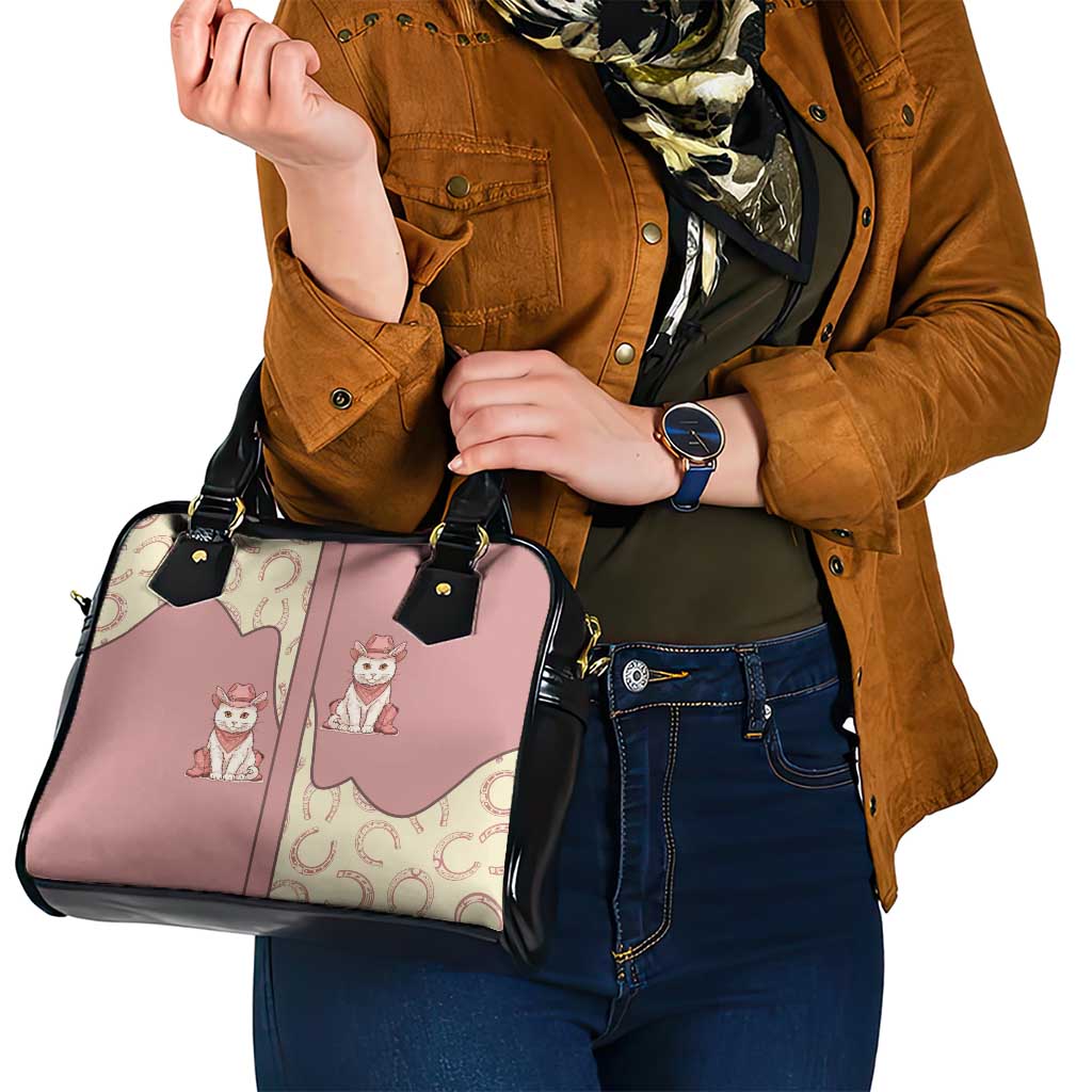 Cowcat Shoulder Handbag Cowboy Cat Meowdy Retro Western Yoke Pink DT05