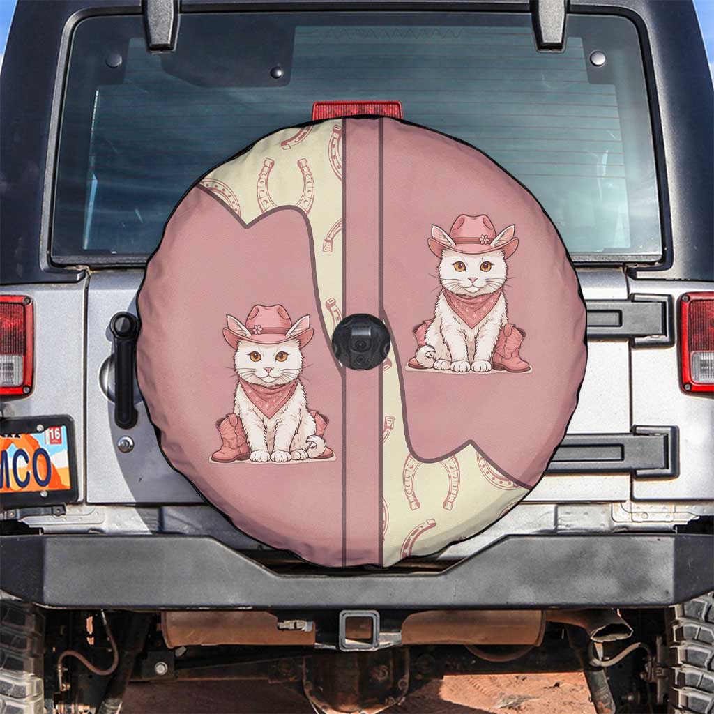 Cowcat Spare Tire Cover Cowboy Cat Meowdy Retro Western Yoke Pink DT05