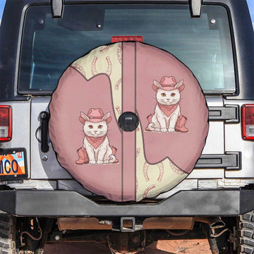 Cowcat Spare Tire Cover Cowboy Cat Meowdy Retro Western Yoke Pink DT05