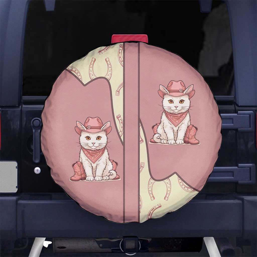 Cowcat Spare Tire Cover Cowboy Cat Meowdy Retro Western Yoke Pink DT05