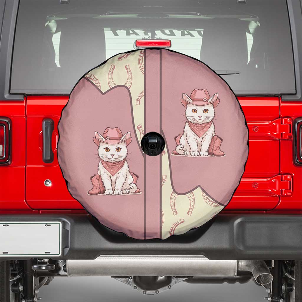 Cowcat Spare Tire Cover Cowboy Cat Meowdy Retro Western Yoke Pink DT05