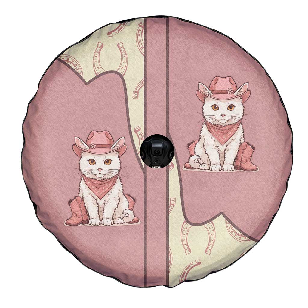 Cowcat Spare Tire Cover Cowboy Cat Meowdy Retro Western Yoke Pink DT05