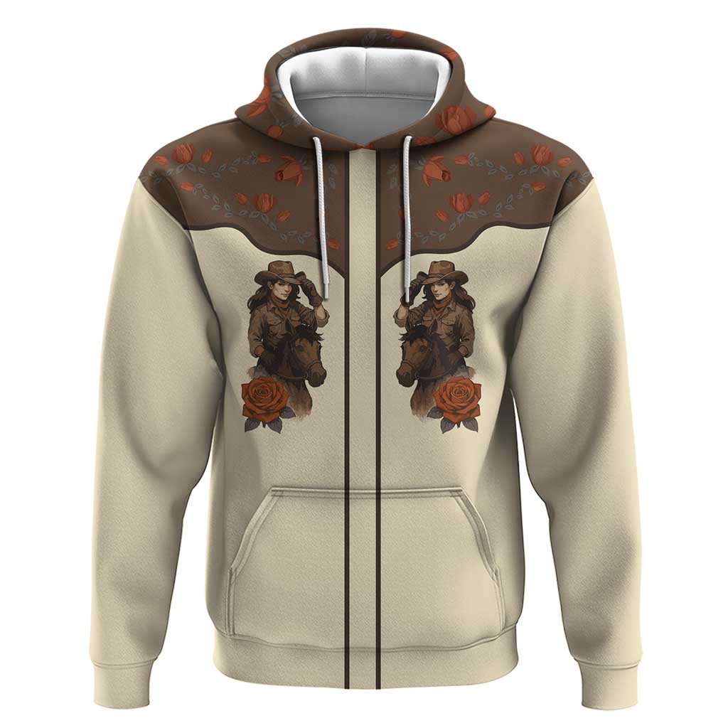 Cowgirl Hoodie Rose Retro Western Yoke DT05