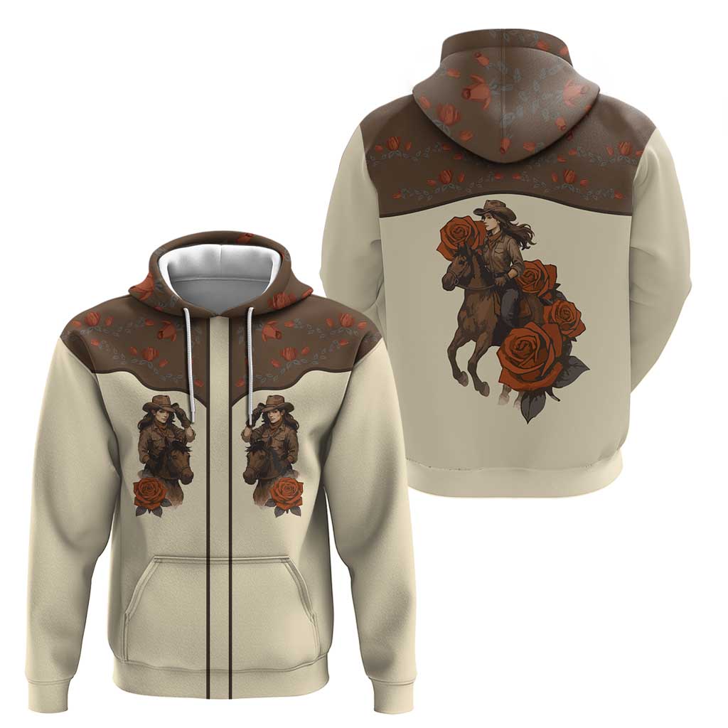 Cowgirl Hoodie Rose Retro Western Yoke DT05