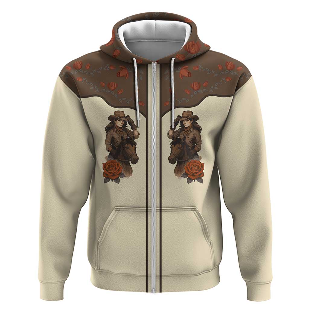 Cowgirl Hoodie Rose Retro Western Yoke DT05