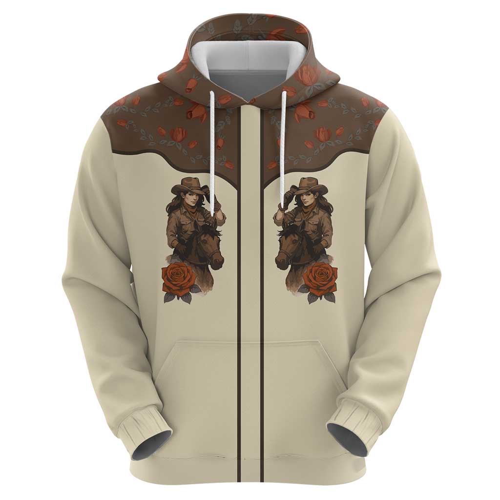 Cowgirl Hoodie Rose Retro Western Yoke DT05