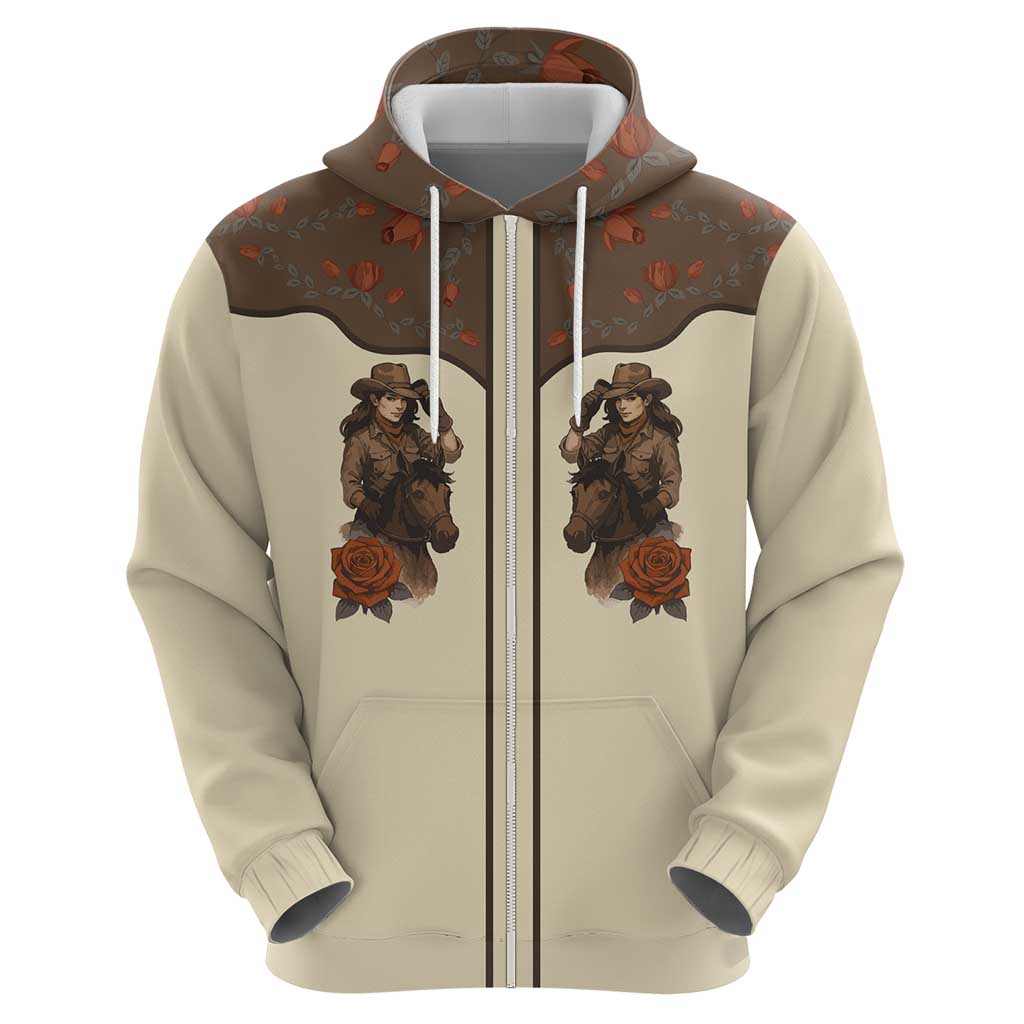 Cowgirl Hoodie Rose Retro Western Yoke DT05