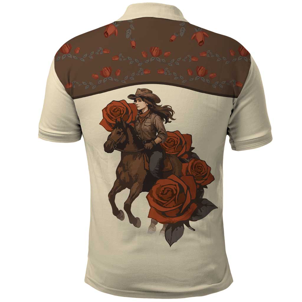 Cowgirl Polo Shirt Rose Retro Western Yoke DT05