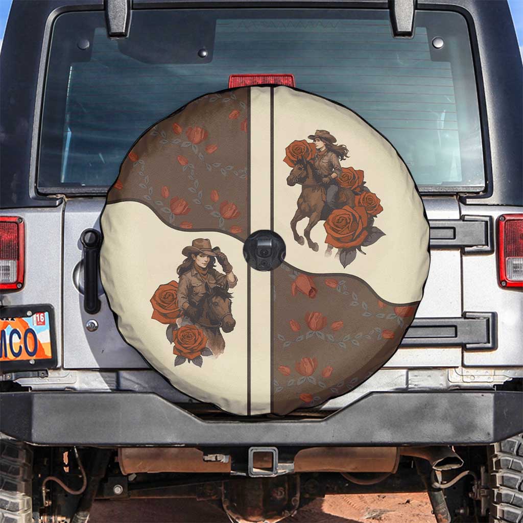Cowgirl Spare Tire Cover Rose Retro Western Yoke DT05