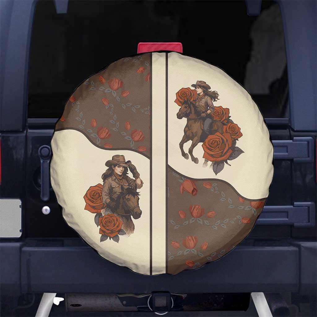 Cowgirl Spare Tire Cover Rose Retro Western Yoke DT05