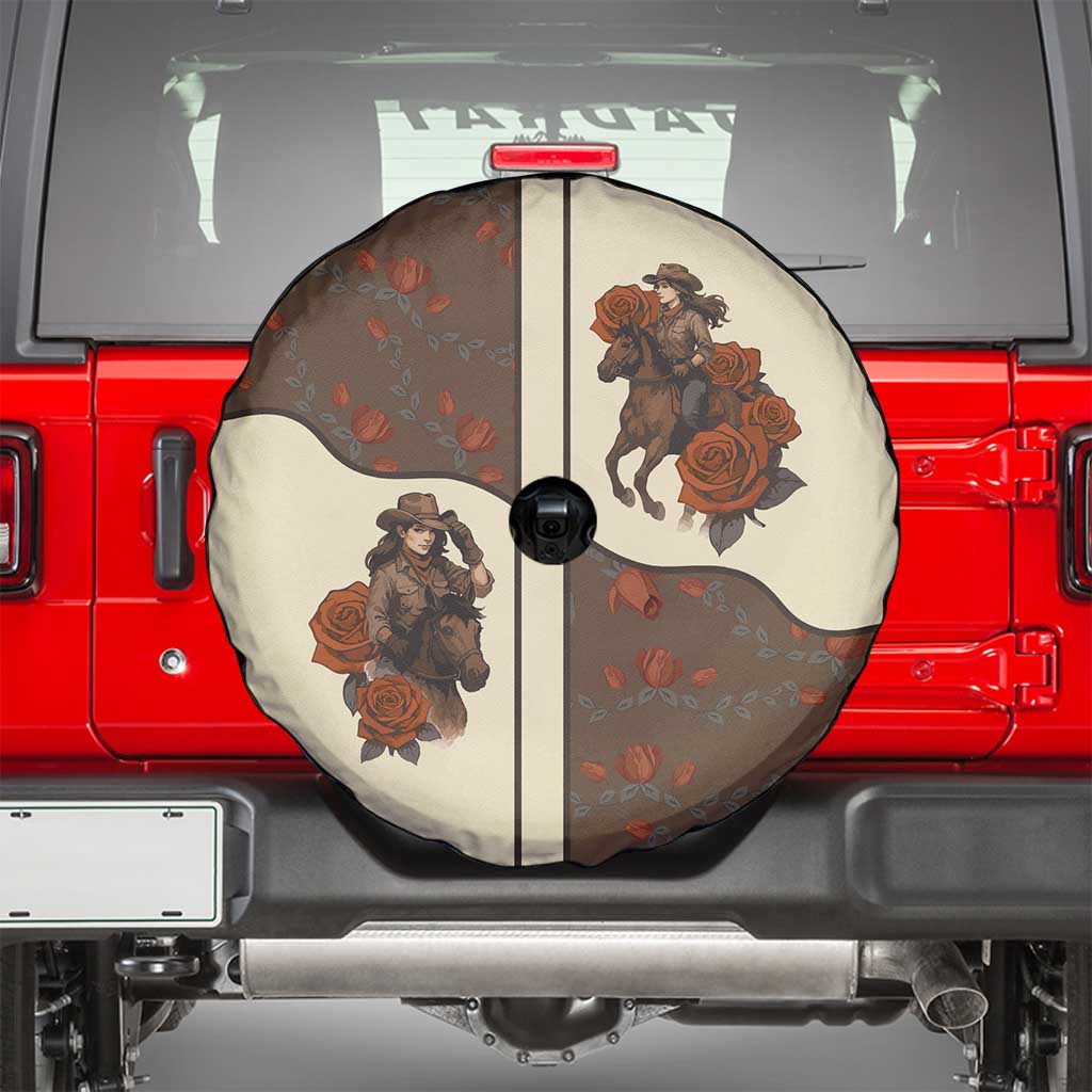 Cowgirl Spare Tire Cover Rose Retro Western Yoke DT05
